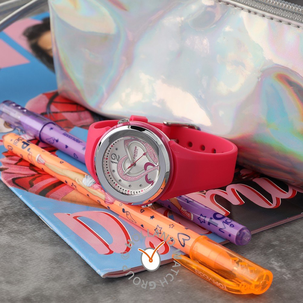 Calypso Mädchen-Quarzuhr K5576/1 – Mit Silikonarmband, Herz-Design, 10 ATM Wasserdicht, 36 Mm Gehäuse