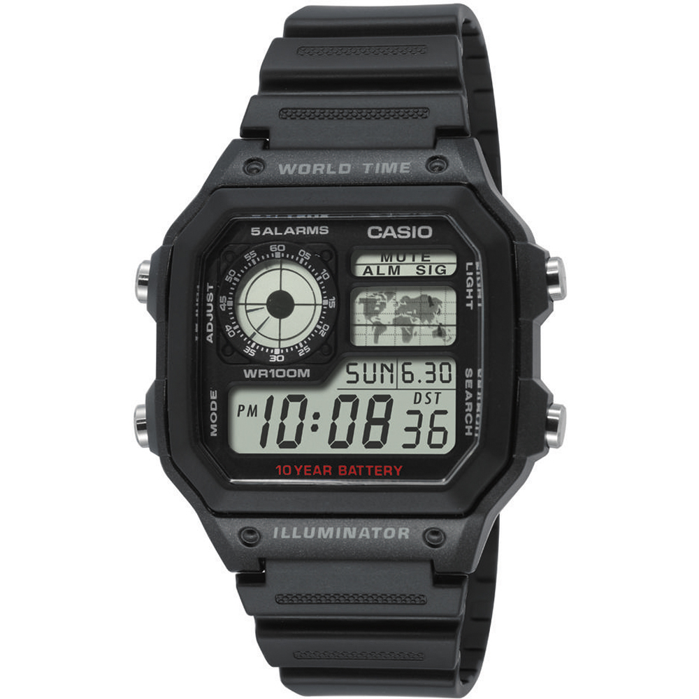 Casio Collection AE-1200WH-1AVEF World Time Watch • EAN: 4971850968740 •