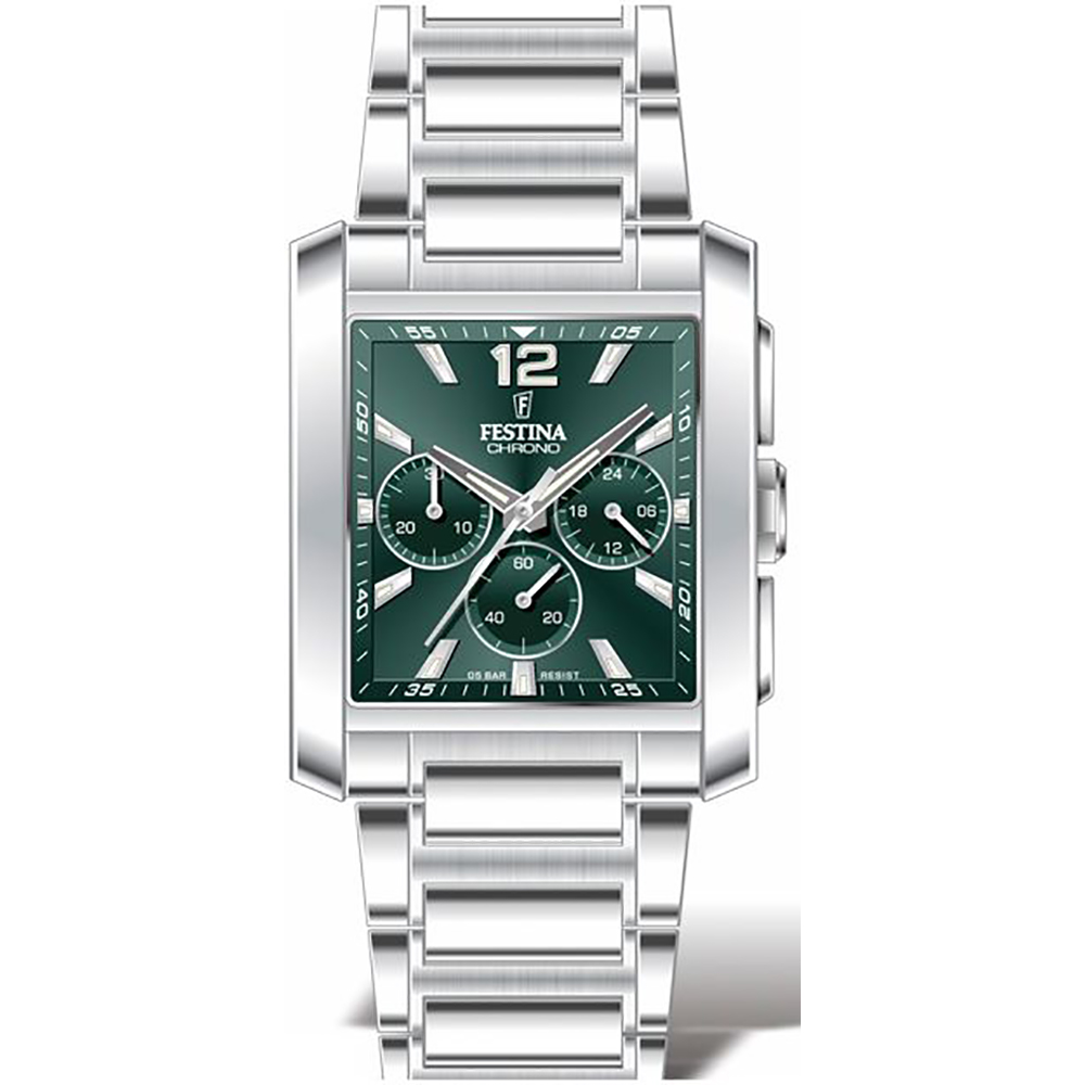 F20635/3 | Festina Timeless Chronographe 38 Argenté / Vert