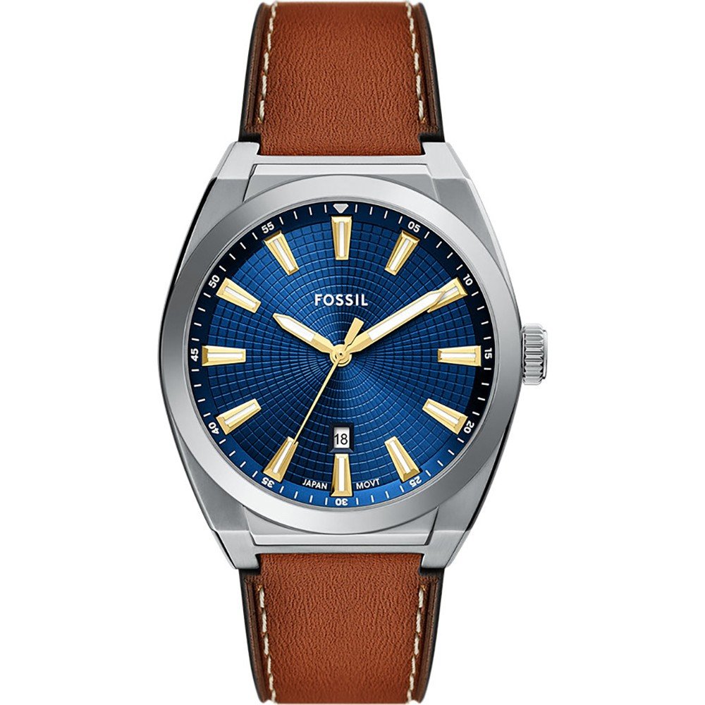 FOSSIL Silver Crystal Bezel Watch with Brown Silicone Strap Amazon.com: Fossil Men main image 2