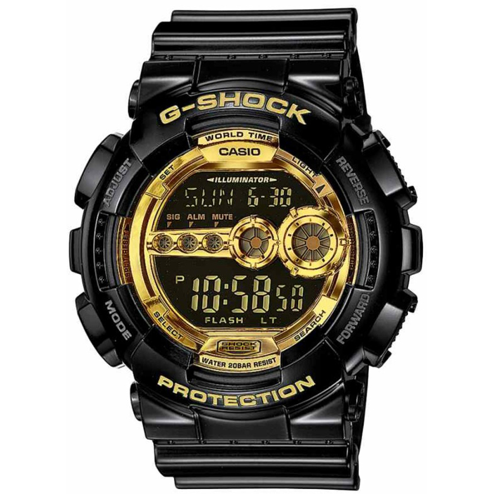 G-Shock Classic Style GD-100GB-1ER World Time - Garish Black Watch