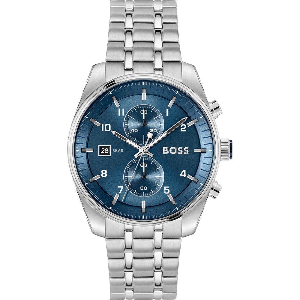 bossです BOSS by Hugo Boss Stainless Steel Black Dial Chronograph Men's Watch -