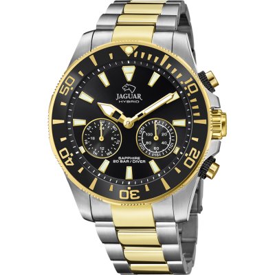 JAGUAR Orologio Analogico J959/1: Cinturino In Pelle Strisciato, Quadrante Nero/Bianco, Design Elegante, Resistente All'Acqua