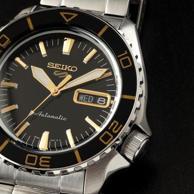 Seiko 5 Sports Black and Gold Automatic SRPD76 Watch