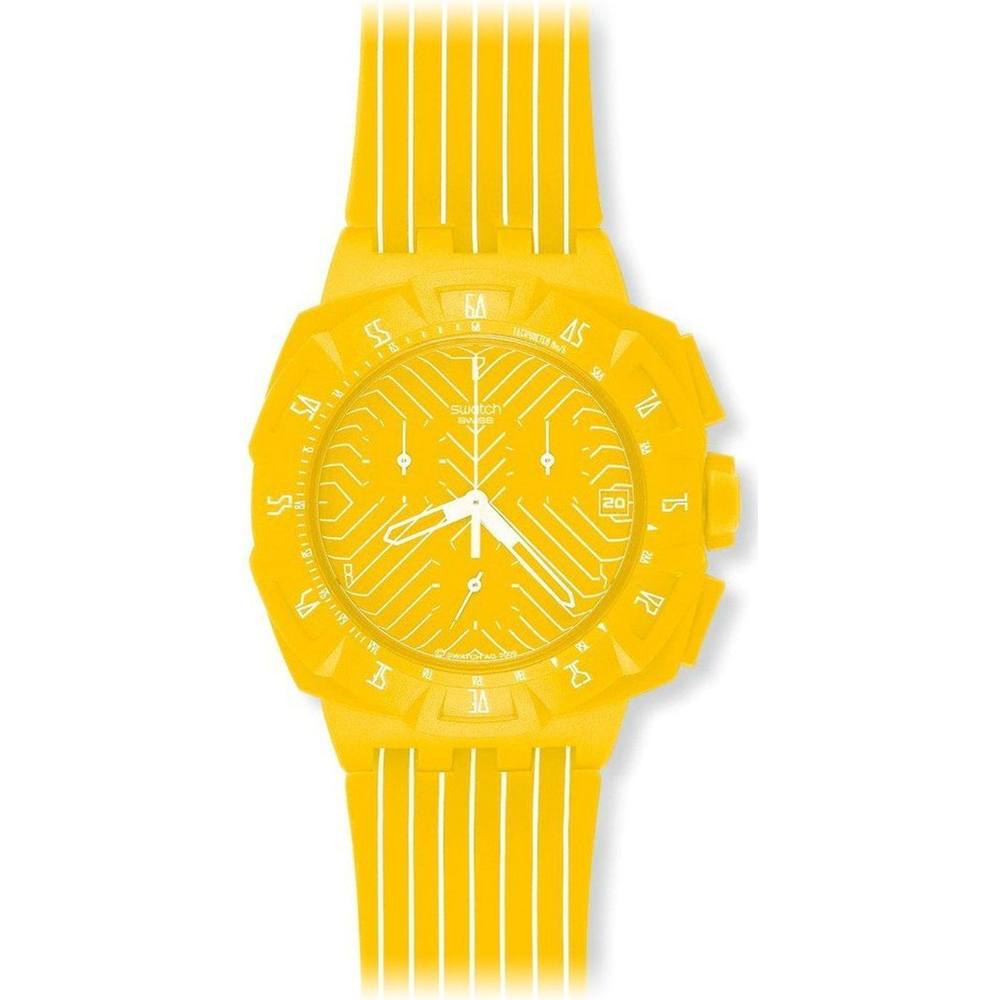 Swatch Chrono Plastic SUIJ400 Yellow Run Watch