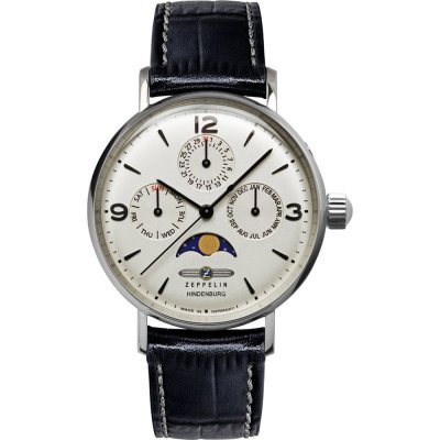 Zeppelin LZ129 Hindenburg Automatico 8066-5n – Orologio Uomo Con Cinturino In Pelle Di Vitello, Cassa Acciaio, 41mm